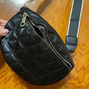 Small black quilted Fanny pack or bum bag